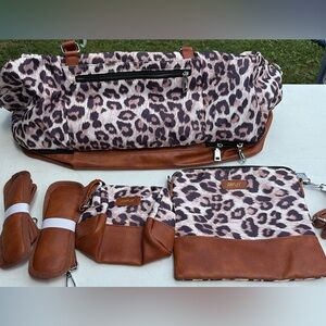 Leopard Print and Brown Women's Bag Set